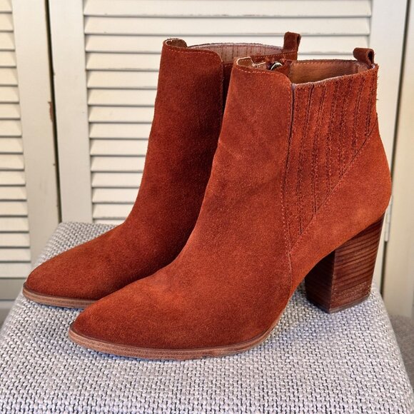 Beautiful Blondo Reese Brown Sienna Suede Waterproof Ankle Bootie Women Size 9.5 - Picture 2 of 8